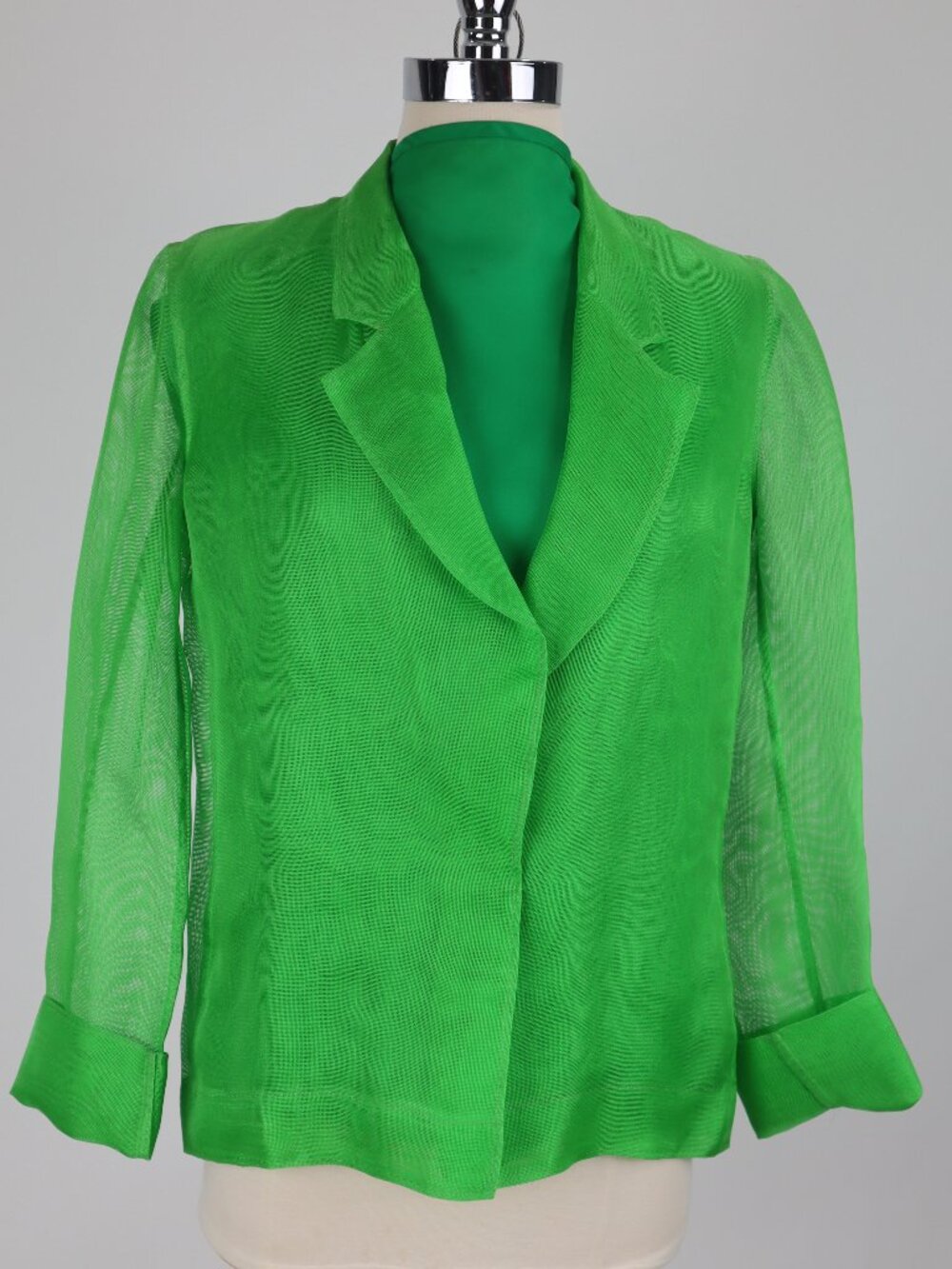 🌺 Vtg 80's Green Matching Set Jackie Sleeveless Blouse Dress Top Summer Blazer